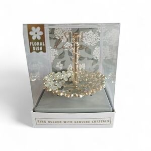 Green Floral Mosaic Ring Holder –Clear Crystals Sparkly & Stunning NIB!